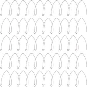 Kal-50 Pcs Acier Inoxydable Boucle D'oreille Crochets 0.7mm Broche Oreille Fil Avec Boucle Tons Argent Boucle D'oreille Trouver Pour D'oreille Fabrication De Bijoux 31x20x0.8mm, Trou 2.3 Mm - Neuf
