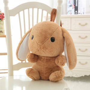 Sac à dos en peluche mignon lapin à longues oreilles sac à dos en peluche sac à dos pour enfants Sac à dos lapin marron 45 x 30 cm + couverture (0,9 kg) - Neuf