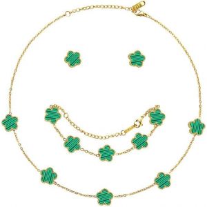 Eryi-Ensemble De Bijoux Trèfle À Quatre Feuilles Pour Femme Fille 18k Plaqué Or Acier Inoxydable Trèfle À Quatre Feuilles Collier Boucles D'oreilles Bracelet Set Délicat Réglable Cadeau - Neuf