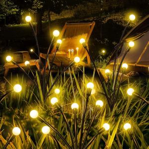 Kal-2pcs Lumiere Luciole Solaire Le Jardin, 20 Led Lumières Solaires Lucioles, Lampe Solaire Firefly, 2 Modes, Ip65 Étanche, Lampe Solaire Exterieur Pour Décoration Patio, Jardin, Passerelle - Neuf