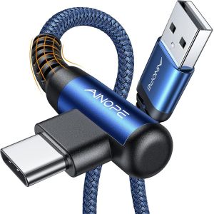 Thef-Câble De Charge Rapide Usb C 3,1 A - 1 M - Usb A Vers Usb C - Coudé - En Nylon Tressé Durable - Pour Samsung S20, S10, S9, S8 Plus, Note 10, 9, 8, Lg V30, V20, G6 - Neuf