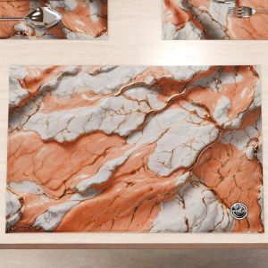 Eryi-Marblelized Lot De 2 Sets De Table Américains Lavables En Tissu Effet Marbre Poudré (30 X 45 Cm) - Élégant, Idéal Pour Le Petit-Déjeuner, Le Déjeuner Et Le Dîner, Idée Cadeau, 100% Fabriquée En - Neuf