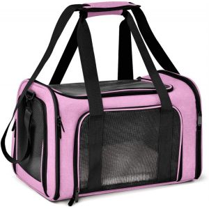 Cage Pour Chat (Rose) Pour Animaux De Compagnie, Adaptée Aux Petits Et Moyens Chats, Chiens Et Chiots (3 À 6 Kg), Sac De Voyage Pliable Et Souple Approuvé Par La Tsa - Neuf