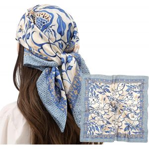 Tzf-Foulard Cheveux,Foulard Femme Soie,Femme Cheveux,Bandana,Bandana Carré,Lisse Écharpe Carrée En,Cadeau Pour Mère, Épouse, Adapté Pour, Mouchoir, Cou, Poignet¿70x70cm¿ - Neuf