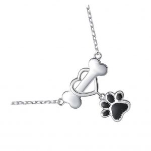 Collier Pendentif En Forme De Patte De Chien En Forme De C?ur, Bijou Pour Femme, Pendentif Mignon Pour Mariages Et Occasions Sp&eacute;ciales, Couleur Argent - Neuf