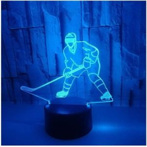 Hockey Sur Glace 3d Illusion Veilleuse Jouets,D&eacute;cor De Maison Led Lampe De Chevet Table,T&eacute;l&eacute;commander 16 Couleurs,Cadeau D'anniversaire De No&euml;l Pour Filles Gar&ccedil;ons Enfants Amis Et Famille - Neuf