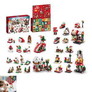 Calendrier de l'Avent de No&euml;l avec blocs de construction pour enfants - Compte &agrave; rebours de 24 jours et 1076 pi&egrave;ces - Neuf