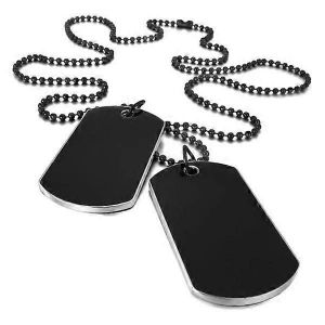 2 Pcs Alliage Pendentif Collier Pendentif Noir Arm&eacute;e Style Nom Double Dog Tag Plaque Biker Cha&icirc;ne Collier 27 Pouces Homme - Neuf