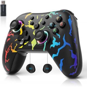 Aurora 2.4g Wireless Bluetooth Controller Pour Windows Pc/Switch/Stem/Ios/Android, Pc Gamepad Avec Joystick À Effet Hall, Bouton Arrière Programmable, Actuateur À Résonance Linéaire (Coloré) - Neuf