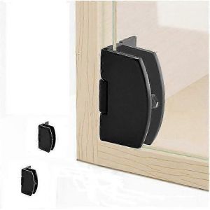 [4 pi&egrave;ces]] Charni&egrave;re de porte en verre d'armoire Clip de salle de bain Porte en verre sans cadre Armoire vitrine Clip d'armoire Charni&egrave;re &agrave; 90 degr&eacute;s (noir) - Neuf