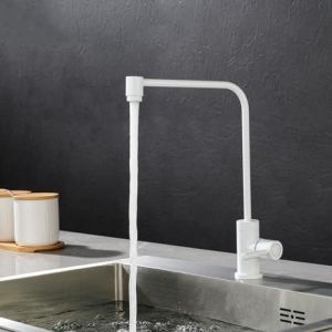 Robinet de cuisine avec filtre à eau pivotant à 360°, mitigeur d'eau froide et potable, blanc, levier unique M - Neuf