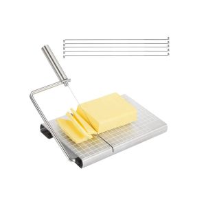 Trancheuse &Agrave; Fromage En Acier Inoxydable Avec 5 Fils De Rechange Et Poign&eacute;e Antid&eacute;rapante - Neuf
