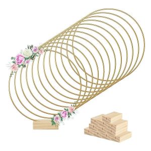 12 pièces 8 pouces anneau floral en métal centre de table bandes 12 supports en bois - Neuf