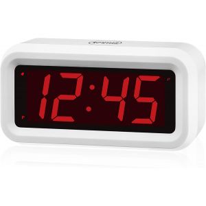 Réveil,Horloge à Piles,luminosité LED Réglable à 3 Niveaux,Modèle Dim Night,12/24 Heures,sans Fil,Petite Horloge pour Chambre/Mur/Voyage avec Affichage Constant des Chiffres Rouges de 1,2 - Neuf