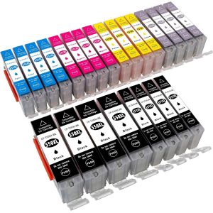 24 Cartouches D'Encre Compatible Pour Imprimante Canon Pixma Mg7550 Mg6350/Mg7150/Ip8750 4 Photos Noir 4 X Cyan 4 X Magenta 4 X Jaune 4 X Jaune 4 X Gris[ENC943549] - Neuf