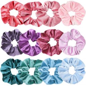 12 Pcs Chouchou Cheveux Femme Velours Chouchou Satin Scrunchies Tie Dye Élastiques Cheveux Accessoire Cheveux - Neuf