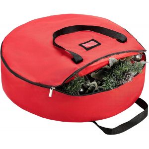 Guirlande de no&euml;l et de la Couronne de Sac de Rangement (60cm, Rouge), Imperm&eacute;able &agrave; l'eau Tissu d'Oxford de l'Arbre de No&euml;l de l'Organisateur avec Fen&ecirc;tre, les D&eacute;corations de No&euml;l Conteneur. - Neuf