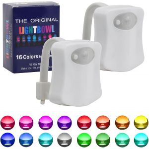 Naeryut-Lot De 2 Lumi&egrave;re De Toilettes Avec D&eacute;tecteur De Mouvement,Lampe De Toilette Veilleuse &Eacute;clairage Changeant De Couleur Imperm&eacute;able &Agrave; L'eau 16 Couleurs Pour Toilette Et Salle De Bain - Neuf