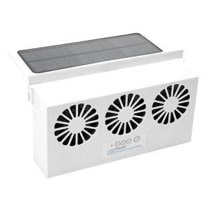 Ventilateur d'extraction de voiture &agrave; &eacute;nergie solaire,3 ventilateurs,radiateur de voiture,blanc - Neuf