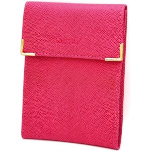 TRAHOO-- &eacute;tui Pochette Porte ch&eacute;quier Longue Pliant - Talon &agrave; Gauche - 3 emplacements Carte bancaire - 3 Plis - Compact - en Cuir Vachette - 10,5 cm X 14,5 cm (ZSF Fuchsia) - Neuf
