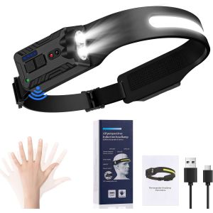 Jexnovashop-Lampe Frontale Rechargeable Led Ultra Puissante, 8 Modes D'&eacute;clairage, Ipx4 &Eacute;tanche, 12h Autonomie, L&eacute;g&egrave;re Pour Camping, Running, Randonn&eacute;e, Enfant, Avec Capteur De Mouvement - Neuf