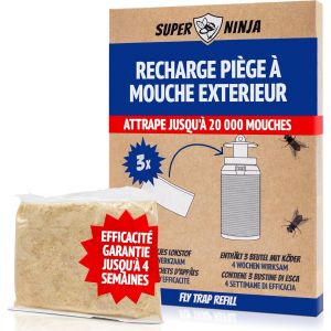 KALANKA-Superninja Recharges solubles de piège à Mouches pour Une Utilisation en extérieur - Piège Efficace et réutilisable pour Jardin et écurie - Action Rapide - Capture jusqu'à 20 000 Mouches - Neuf
