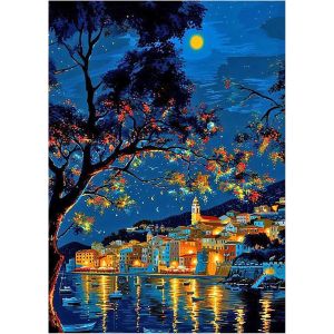 Ayuhr-Peinture Diamant Maison Au Bord De La Mer 30 X 40 Cm Peinture Diamant Paysage Nuit Arbre Diamant Peinture Montagne Mosaïque Diamant Peinture Art Broderie Point De Croix Images Cadeau - Neuf