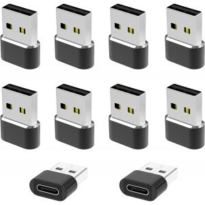 TRAHOO-Adaptateur USB vers USB C pour iPhone 17 Pro Max 10 Pack,Type C Femelle USBA M&acirc;le Convertisseur Chargeur pour Apple 16 15 14 13 11,iWatch 8 9 S11 SE,Air-Pods Pro 3 2,iPad 10 Air 4 5 Mini 6 7 - Neuf