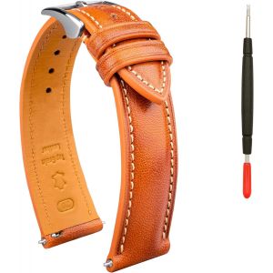 Eryi-Quick Release Bracelet De Montre En Cuir Tanné À L'huile Deux Tons 18 Mm, 19 Mm, 20 Mm, 21 Mm, 22 Mm Pour Hommes Et Femmes, 22mm, Cuir, Pas De Gemme - Neuf