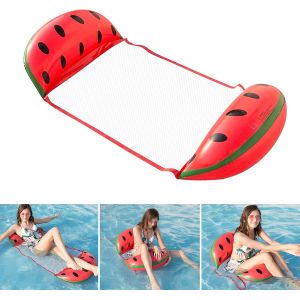 Pastèque , Hamac Flottant Gonflable Lit Flottant Polyvalent Hamac De Natation 4 En 1 (Selle, Chaise Longue, Dériveur, Hamac), Buse Anti-Fuite, Plage De Scellement Solide Et Tapis De Piscine - Neuf