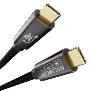 wwp-Cable USB C 3m,USB C 3.2 Gen2 20Gbps,Vidéo 5K@60Hz 4K@144Hz Câble USB C vers USB C 240W 48V/5A pour Thunderbolt 4/3,iPhone16,iPhone15,Switch,MacBook,VR, Display USB C,SSD,Switch - Neuf