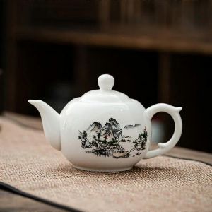 Service &Agrave; Th&eacute; : Th&eacute;i&egrave;re En Terre Cuite Violette, Th&eacute;i&egrave;re En Porcelaine Blanche, Bouilloire En C&eacute;ramique Artisanale Pure (220 Ml). - Neuf