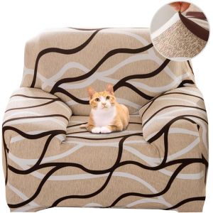 CAUC-Housse de Canap&eacute; Extensible 1 Place Couverture Canap&eacute; avec Accoudoirs Moderne Couvre Canap&eacute; Elastique Universelle Rev&ecirc;tement de Canap&eacute; Housse de Protection,Ligne Moderne - Neuf