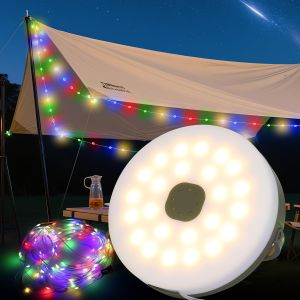 Jgd-Guirlande De Camping Enroulable De 10 M, Guirlande Lumineuse Ext&eacute;rieure Portable Et &Eacute;tanche, Guirlande Lumineuse D'ext&eacute;rieur Timmer, R&eacute;glable En Intensit&eacute;, Rechargeable Par Usb, 8 Modes D'&eacute; - Neuf