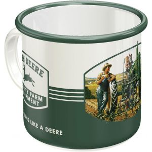 Eryi-Tasse Rétro En Émail, John Deere ¿ Quality Farm ¿ Idée De Cadeau Pour Fans De Tracteurs, Mug De Camping, Design Vintage, 360 Ml - Neuf