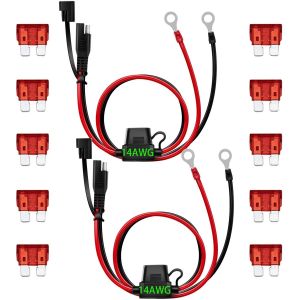 2Pcs Connecteur SAE au fil de harnais terminal à joint torique,câble d'extension à déconnexion rapide à cosse 2 broches,14AWG 1.97FT/60CM SAE au Ring Terminal Harnais Quick Connect - Neuf