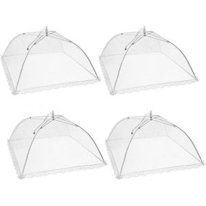 Asfasfq-Paquet De 4 Housses Pour Aliments Pop-Up En Maille, Tente De Protection Pliante De 17 Pouces De Style Parapluie Pour Empêcher Les Mouches, Les Insectes, Les Moustiques, Blanc - Neuf