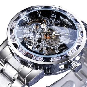 Montre M&eacute;canique Squelette-Pointeur De Diamants Lumineux,Montre Homme - Neuf