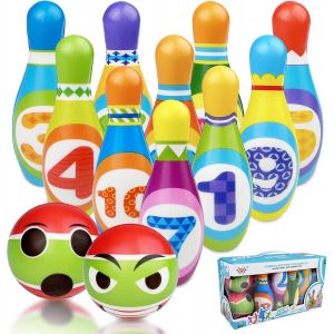 ERYI-Bowling Enfant(12Pcs), Naturel Mini Bureau Jeux Enfants 2 Ans, Jeu De Quilles Set, Exterieur Jouet, Intérieur Exterieur Bowling Cadeaux Pour 3 4 5 6 Ans Enfants Anniversaires Noël - Neuf