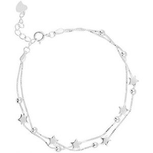 Women's 925 Sterling Silver Bracelet, Women's Silver Star Bracelet, Adjustable 9.2 In+2 Inches, For Women And Girls, Birthday, Valentine's Day, Christmas, Gift For Women, Nickel Sterling Silver Silver - Neuf