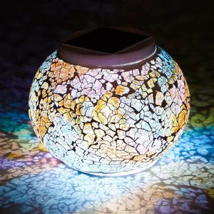 Changement De Couleur Mosaïque De Verre À Énergie Solaire Boule De Jardin Lumières Led,Solaire Rechargeable Étanche - Neuf