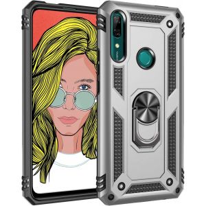 Kal-Coque Pour Huawei P Smart Z/Y9 Prime 2019, Silicone Souple Et Pc Dur Coque Avec Support Béquille Métal Multi-Angles Etui, Protection Double Couche Multi-Fonctionnel Housse, - Neuf