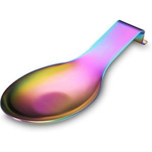Mat Arc-En-Ciel Cuillère De Repos, (1pc-9,5 Pouces) Acier Inoxydable Cuillère Support Pour Poêle, Cuisine Stensil Support Pour Poches, Pince, Spatule, Cuillère Support Pour Cuisinière - Neuf