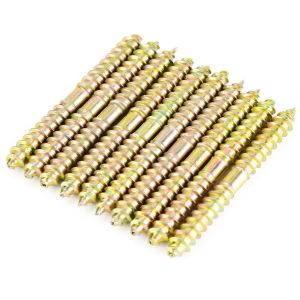 10pcs 6 * 60mm Double Tête Vis Finies Boulons Filet Autotaraudeur pour Meuble Fixation - Neuf