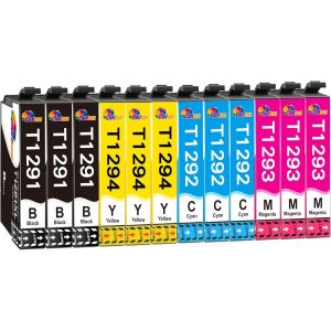 Cartouche T1295 Multipack Compatible Pour Epson T1291 T1292 T1293 T1294 Encre Pour Epson Stylus Sx525Wd Sx535Wd Sx425W Sx230W Sx235W Stylus Office Bx635Fwd Bx305Fw Workforce Wf-3520, 12Pack - Neuf