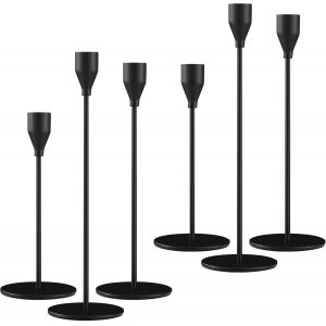 KALANKA-6 PCS Chandelier,Bougeoir Noir Coniques,Chandelier de Mariage Différentes Tailles,33/29/23cm,décoration Vintage,Idéal pour Les dîners romantiques aux chandelles, Les Anniversaires, Les Mariag - Neuf