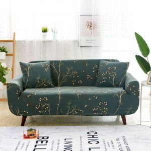 Étirer la housse du Canapé Imprimé Canapé Couvre Fauteuil de Housses pour Coussin de Canapé Canapés Élastique Universel Meubles Protecteur avec 2 Taies d'oreiller, Anti-Rayures - Neuf