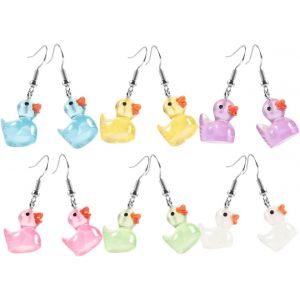 Kal-Lot De 6 Paires De Boucles D'oreilles En Forme De Canard Lumineuses De Style Dessin Animé - Boucles D'oreilles Mignonnes Pour Filles - Pendentifs Pendants - Boucles D'oreilles Pendantes - Neuf