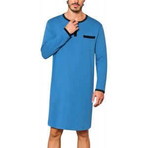 Jfkjg-Hauts De Pyjama Pour Hommes, Chemise De Nuit À Manches Longues Et Col Rond Avec Boutons, Pour Une Maison Décontractée À L'hôpital - Neuf