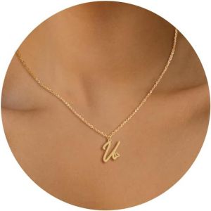 Kal-Collier Lettre Initiale Femme Argent Or Initiale A-Z Coeur Pendentif Collier Acier Inoxydable Personnalisé Nom Collier Longueurs Ajustable 45+5cm Cadeau Personnalisé Femme - Neuf